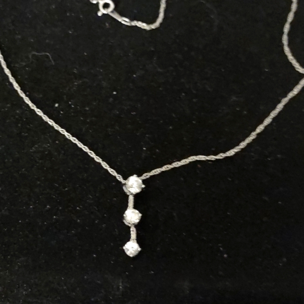 COPY - SALE WAS $59 NOW $36 WHITE GOLD & TOPAZ 3 STONE NECKLACE,